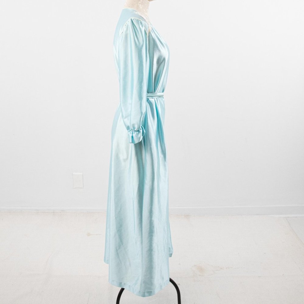 Vintage 70s OS Disco Shiny Robe Dress Blue AS-IS - Picture 4 of 14